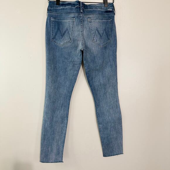 Mother Looker Ankle Fray Jeans Double Time Distressed Stretch Raw Hem Size 27 - Picture 7 of 13